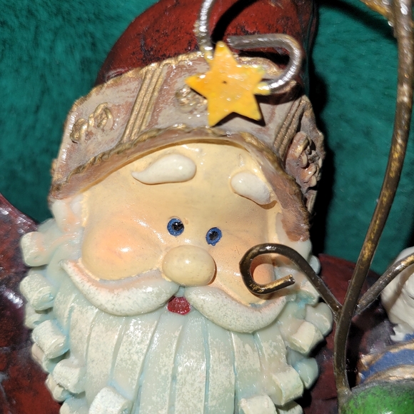 🎅 Vintage Rustic Farmhouse Santa Claus Painted Resin Tabletop Decor 13" x 6.5" - Picture 3 of 7